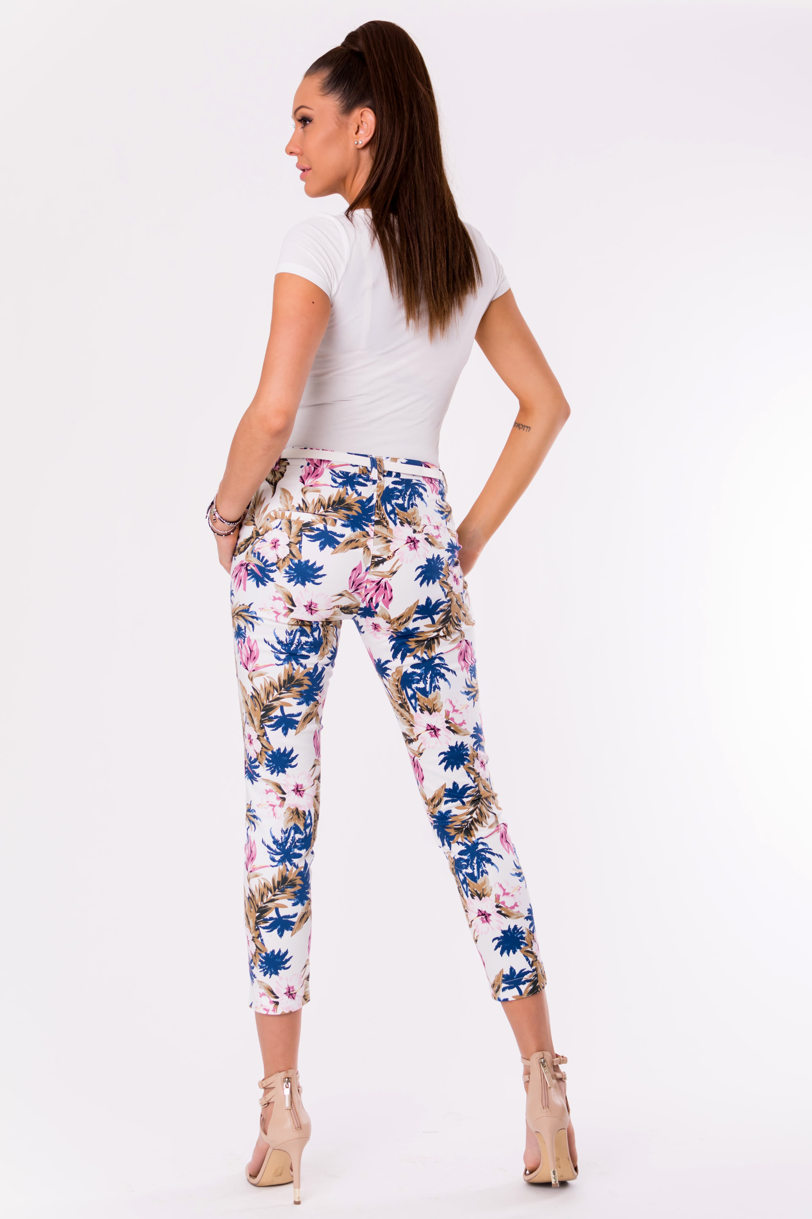 SPODNIE+PASEK -BIAŁY 48011-2